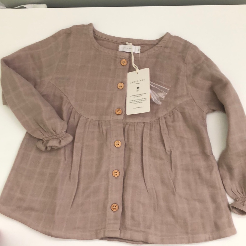 NWT Jamie Kay 2T taupe linen blouse. Beautiful